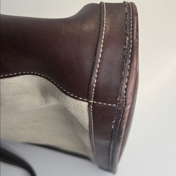 Coach 6122 vintage Bleecker Satchel linen canvas and brown leather tote bag - Picture 10 of 12